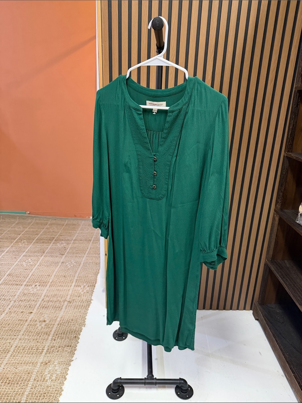 NanaMacs Emerald Green Button-Front Peasant Tunic